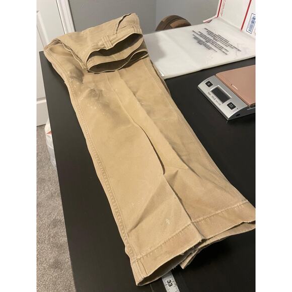 Carhartt Pants Mens 33x34 Tan Rugged Flex Relaxed Fit Canvas Work Pant Carpenter - Picture 13 of 14